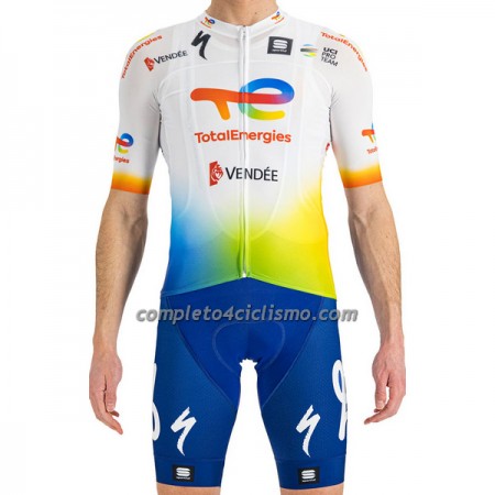 Completo Maglia + Pantaloncino con bretelle 2023 Team TotalEnergies Manica Corta